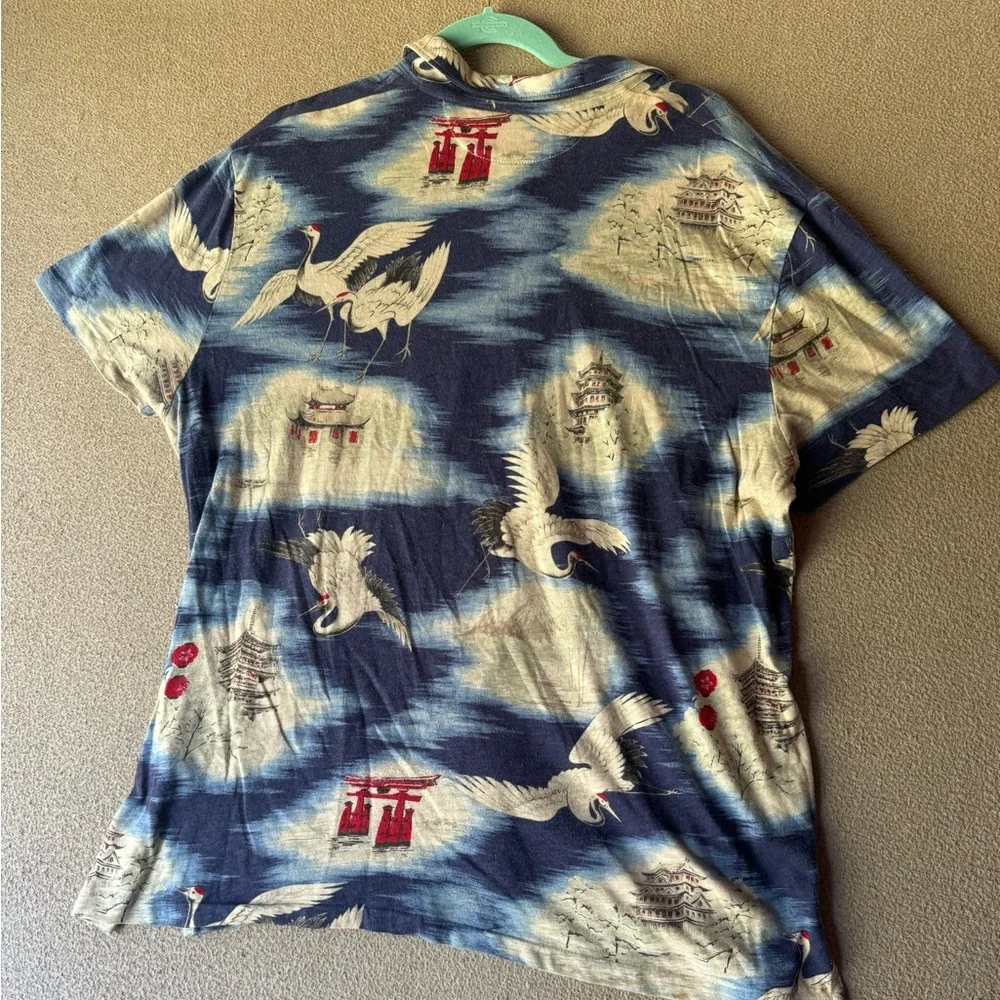 VTG 90'S POLO RALPH LAUREN JAPAN CRANE TEMPLE POLO SHIRT Size XL